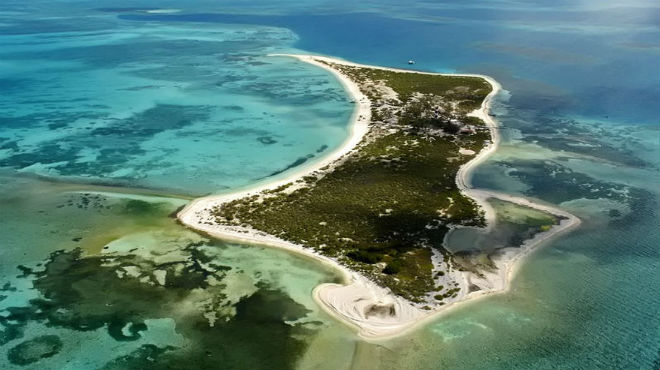 Easte end of Alacranes Reef from the air (Google)
