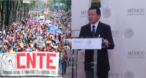 Interior Secretary Miguel Angel Osorio Cong announcing more talks with striking teachers union.(PHOTO: angulo.com.mx)