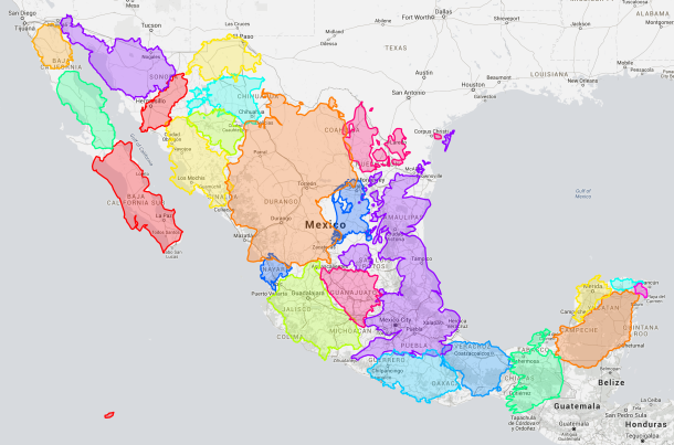 european countries within mexico map