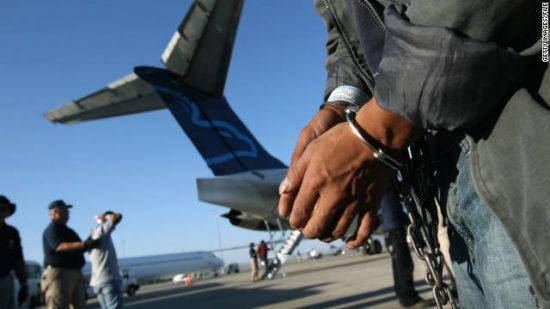 An undocumented immigrant prepares to board a deportation flight to Guatemala in Mesa, Arizona.(PHOTO: cnn.com)