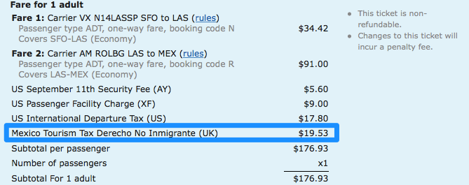 mexican tourist exit tax