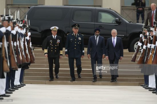 Defense secretaries enter meeting in Washington. PHOTO: Getty Images